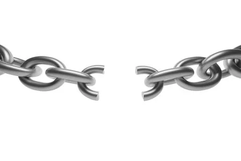 Chains breaking isolated on white background. 3d illustration. Stock Illustration