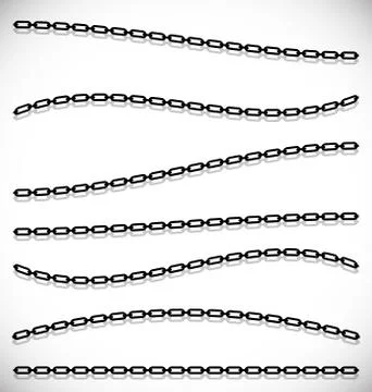 Chains, chain link shapes isolated. Various versions. Editable vector. Stock Illustration