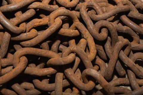 Chains. Closeup of metallic rusty heavy chains Stock Photos
