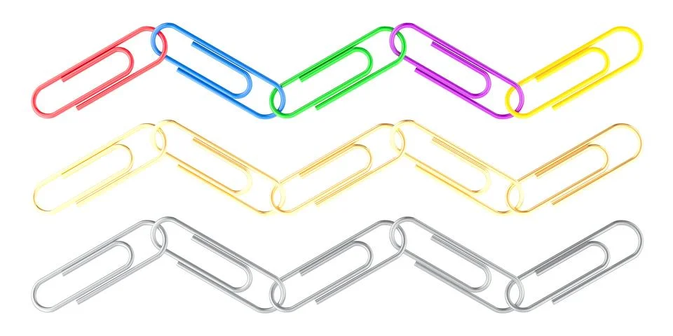 Chains from Colored Paper Clips with PVC Coated and from golden, metallic p.. Stock Illustration