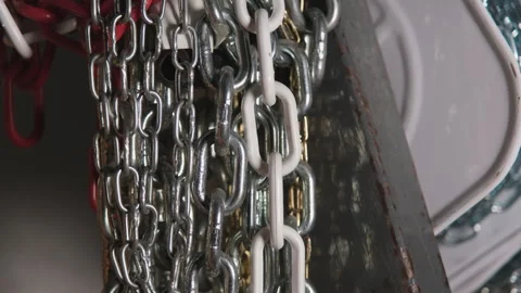 Chains of different sizes displayed for sale. Industry concept Stock Footage 255646465