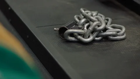 Chains on the floor of a gym Stock Footage 106588763