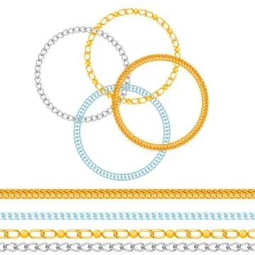 Chains link strength connection vector seamless pattern of metal linked parts Stock Illustration