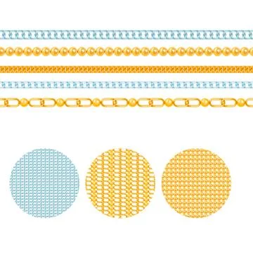 Chains link strength connection vector seamless pattern of metal linked parts Stock Illustration