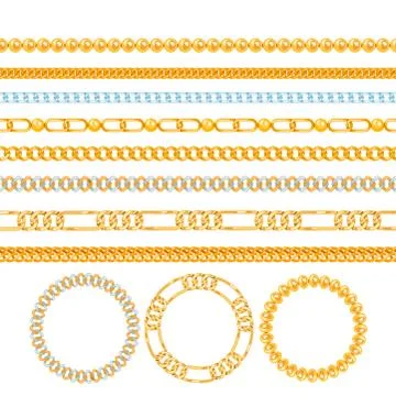 Chains link strength connection vector seamless pattern of metal linked parts Stock Illustration