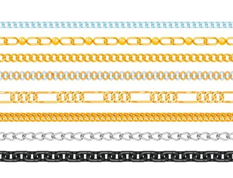 Chains link strength connection vector seamless pattern of metal linked parts Stock Illustration