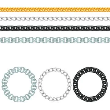 Chains link strength connection vector seamless pattern of metal linked parts Illustrazione stock