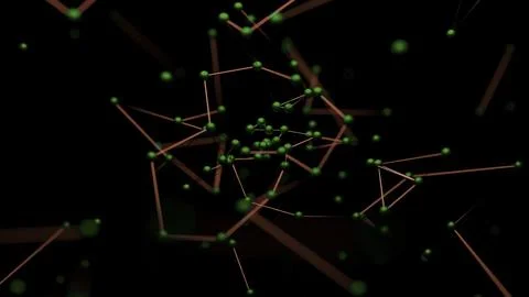 Chains with molecules in flow. Design. Emerging flow of compounds with molecules Stock Illustration