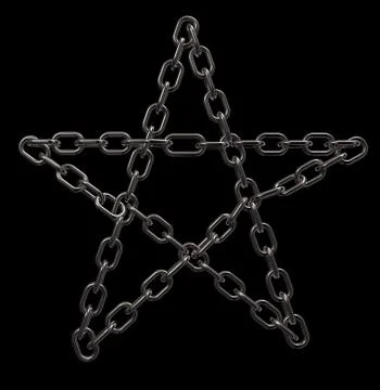 Chains pentagram on black background - 3d illustration Stock-Illustration
