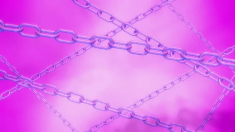 Chains on pink with hints of blue looping abstract animated background Stock Footage 233907461
