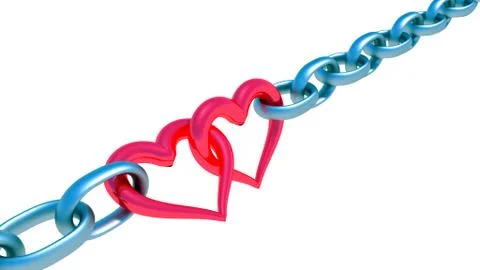 Chains with red heart Stock Illustration