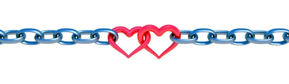 Chains with red heart Stock Illustration