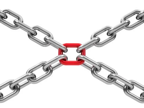 Chains with red link Stock Illustration