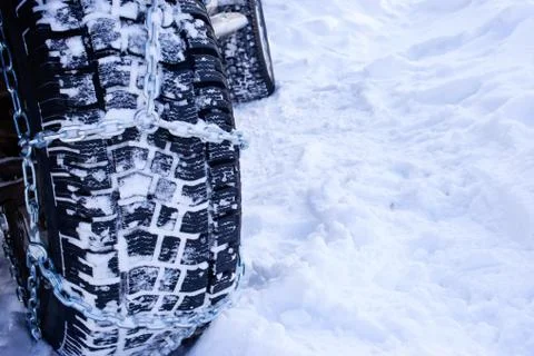 The chains snow 库存照片