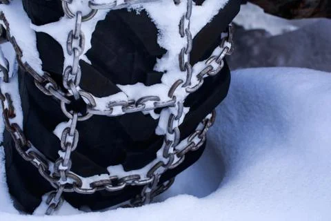 The chains snow 스톡 사진