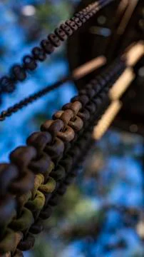 Chains stuck down and the background blurred, away from the workplace. Stock Photos