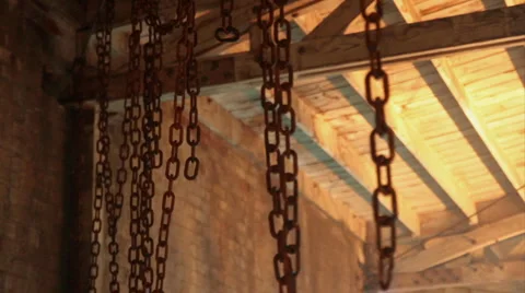 Chains in warehouse 1039 HD Stock Footage 1101416