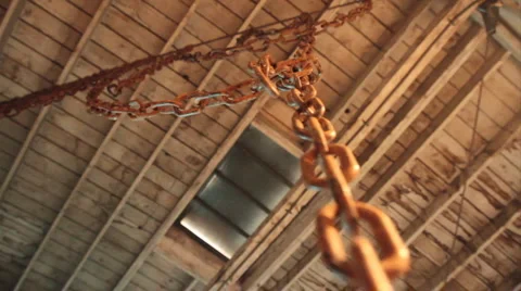 Chains in warehouse 1063 HD Stock Footage 1101422
