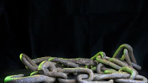 Chains on a wooden table. The concept of magic. Stock Photos