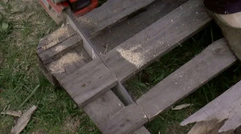 Chainsaw in action Stock Footage 50135771