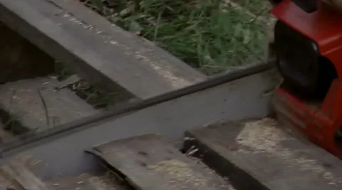 Chainsaw in action Stock Footage 50135940