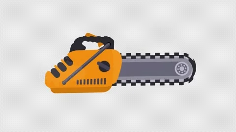 Chainsaw. Animation of a working tool for sawing. Cartoon Stock Footage 261645277