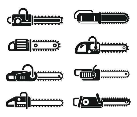 Chainsaw blade icons set, simple style Illustration