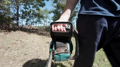 Chainsaw Carry POV Stock Footage 342851815