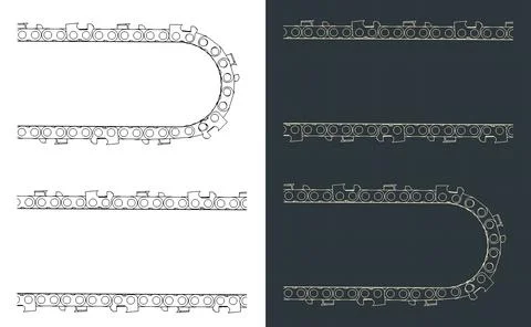 Chainsaw chain blueprints Illustrazione stock