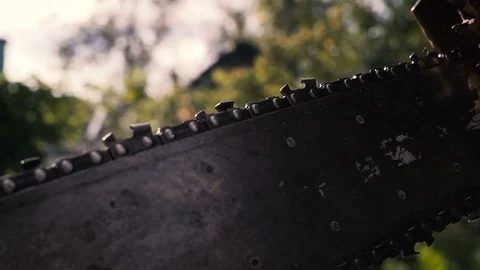 Chainsaw close up hd Video stock 81121315