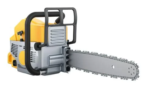 Chainsaw, closeup. 3D rendering Ilustración de archivo