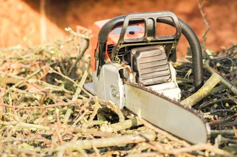 Chainsaw closeup Stock Photos