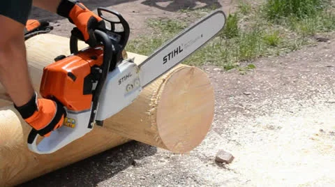 Chainsaw cutting Stock Footage 24498753