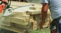 Chainsaw Cutting Lumber HD Footage