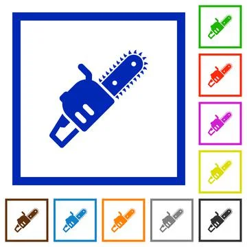 Chainsaw flat framed icons イラスト素材