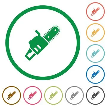 Chainsaw flat icons with outlines 库存插图