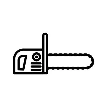 Chainsaw icon linear logo mark in black and white Ilustración de archivo