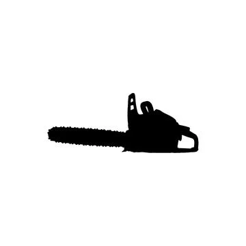 Chainsaw icon. Simple style forest conservation association poster backgrou.. Stock Illustration