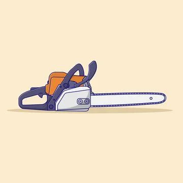 Chainsaw Machine Vector Icon Illustration. Saw Vector. Flat Cartoon Style S.. Stock Illustration