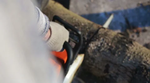 Chainsaw Man cutting firewood Stock-Footage 58583383