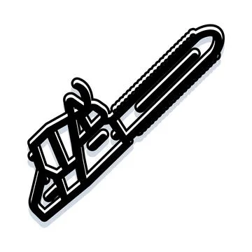 Chainsaw power tool icon for construction concept Stock Illustration
