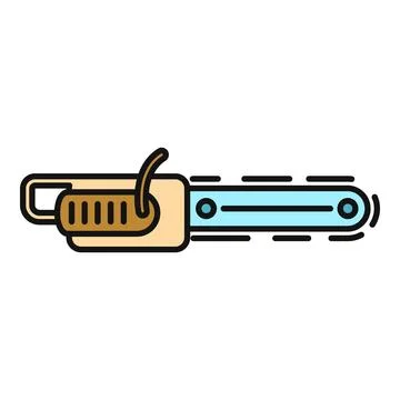 Chainsaw power tool icon for forestry and carpentry work Stock Illustration
