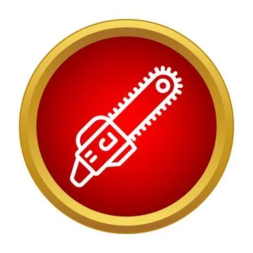 Chainsaw power tool icon for logging and woodcutting Stock Illustration