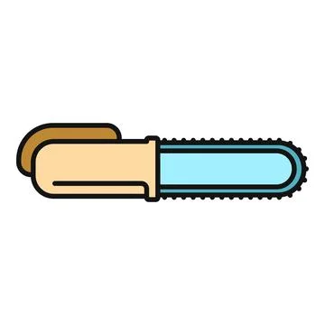 Chainsaw power tool icon for logging and gardening work Stock Illustration