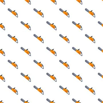 Chainsaw power tool pattern on white background Stock Illustration