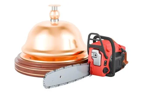 Chainsaw with reception bell, 3D rendering Ilustración de archivo
