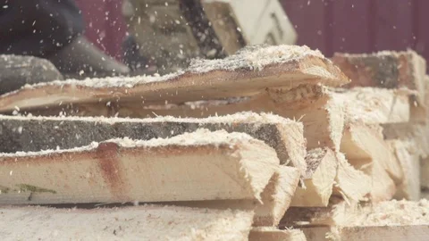 Chainsaw saws wood Stock-Footage 91885568