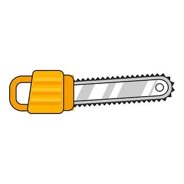 Chainsaw with sharp teeth for cutting wood isolated on white background Illustrazione stock