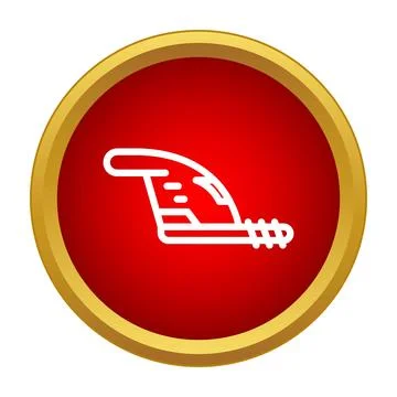Chainsaw tool icon on red circle background Stock Illustration