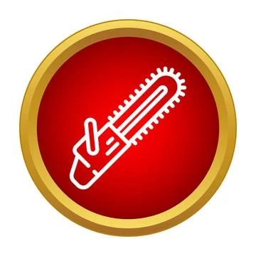 Chainsaw tool icon representing lumberjack woodcutting equipment Stock Illustration
